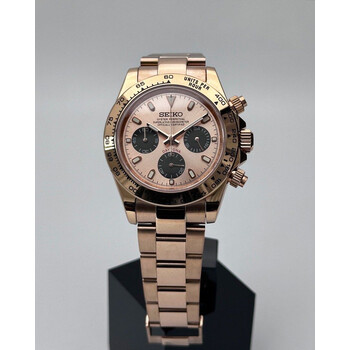 Custom Seiko Mod • Full Rose Gold Quartz Chronograph Daytona • 39.5mm